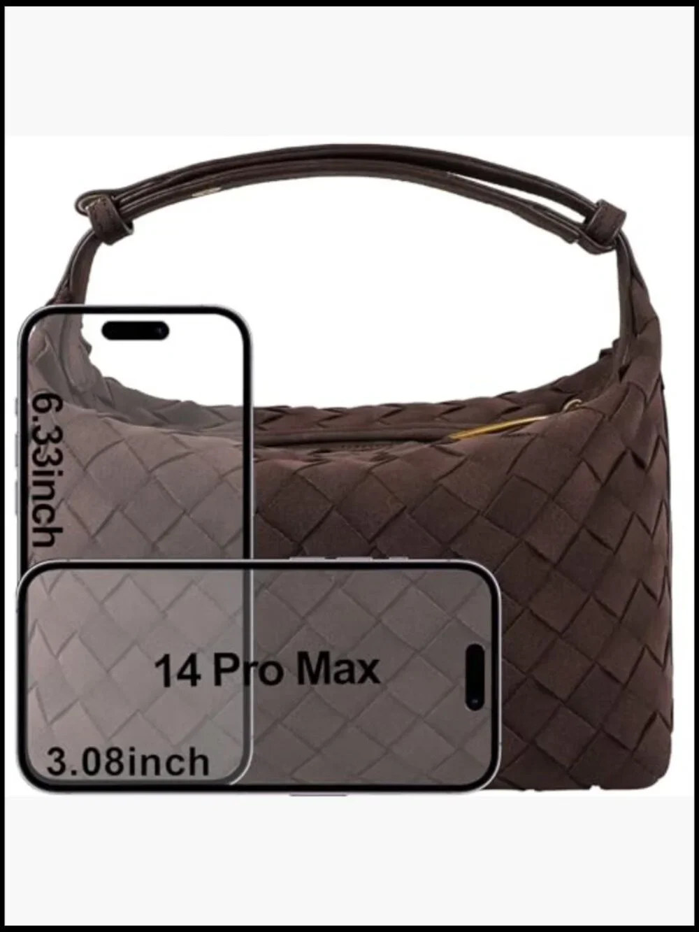Faux Suede Woven Hobo Handbag Mini Shoulder Bag with Adjustable Strap Vintage